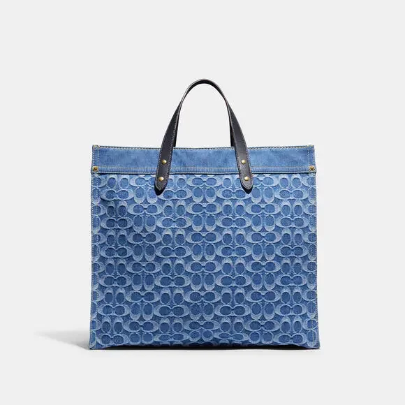 Field Tote Bag 40 In Signature Denim - Picture 1 of 6